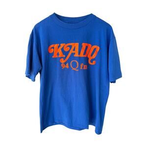 KYAQ 94Q FM Radio Station T-Shirt Mens XL Blue Vintage Graphic Tee